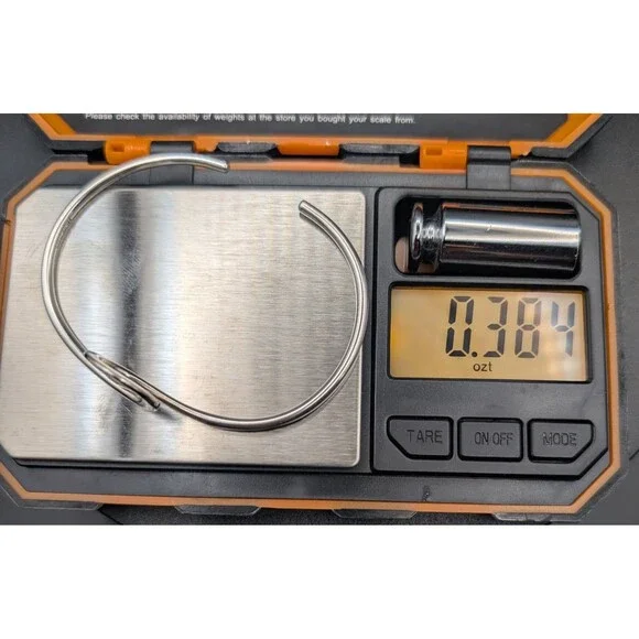 Mexico 925 Sterling Silver Hammered Bracelet, Adjustable, 0.384ozt / 0.42oz - Picture 8 of 8